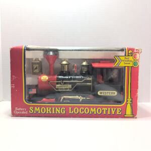 Vintage 80's Western Smoking Locomotive Battery Operated Train Engine Americana
